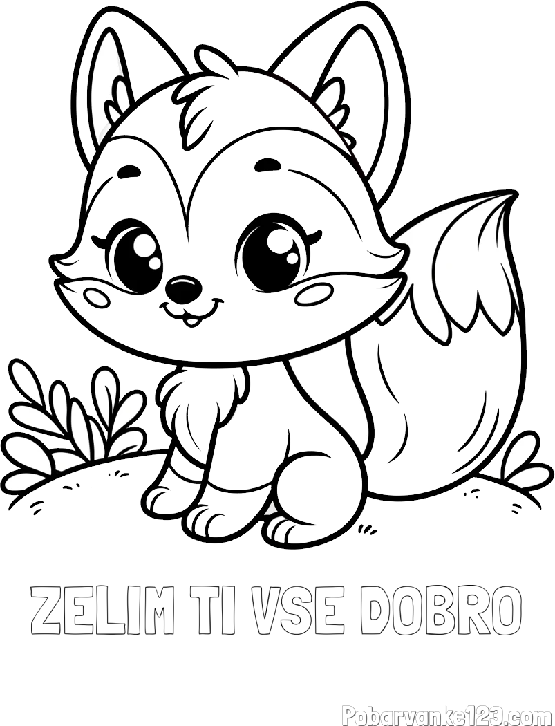 Pobarvanka imena ŽELIM TI VSE DOBRO in pobarvanka lisičke