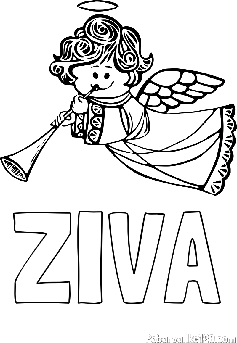 Pobarvanka imena ŽIVA in pobarvanka angelčka
