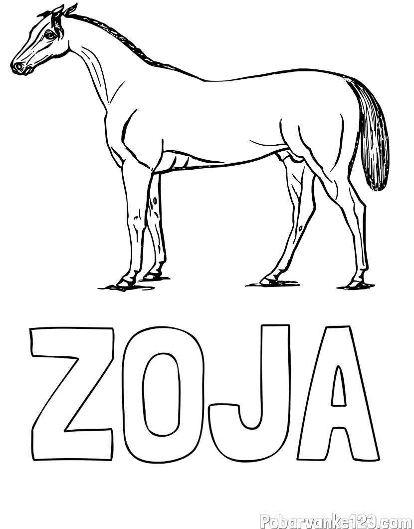Pobarvanka imena ZOJA in pobarvanka konja