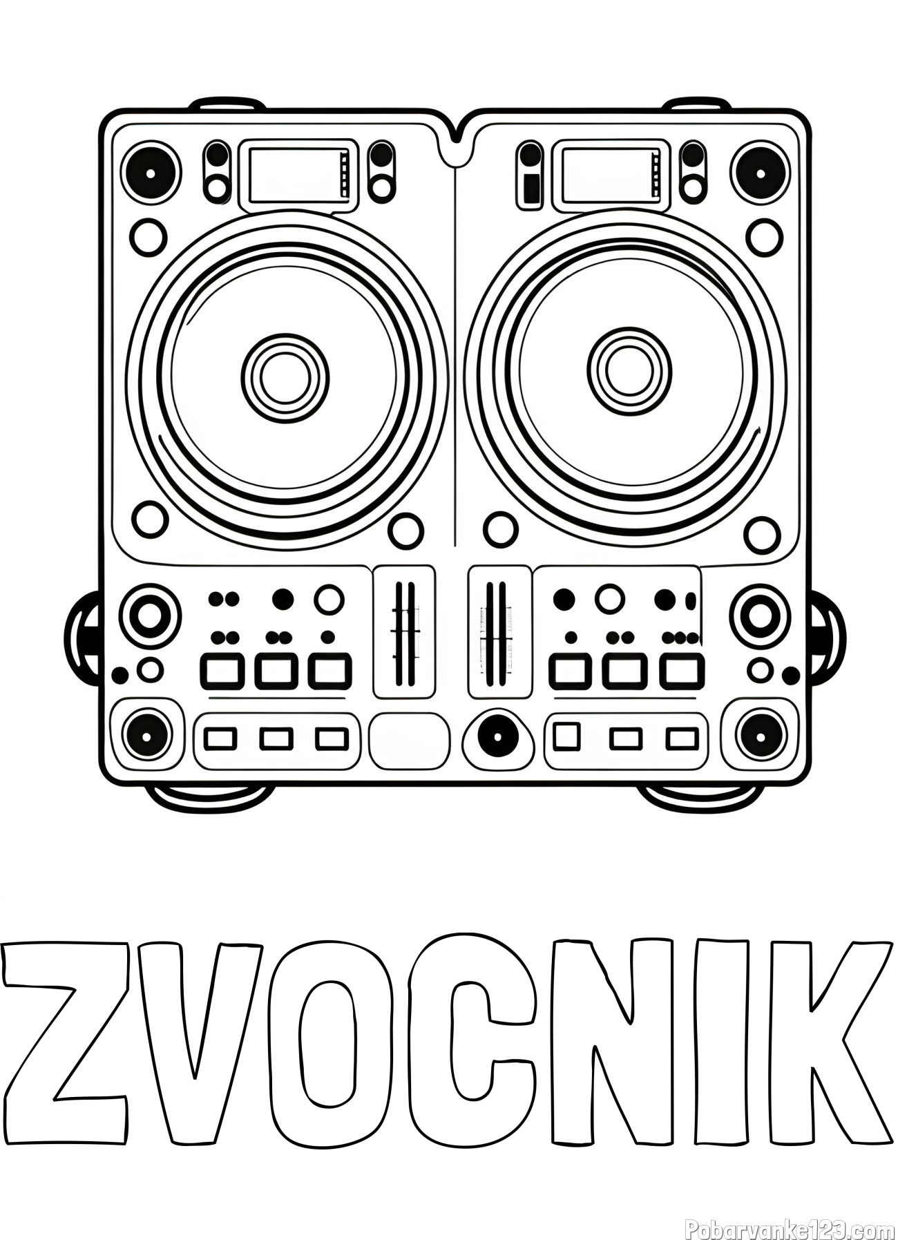 Pobarvanka imena ZVOČNIK in pobarvanka DJ MIXER